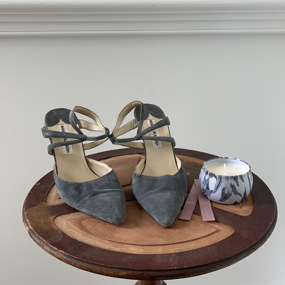 Grey Manila Blahnik heels
